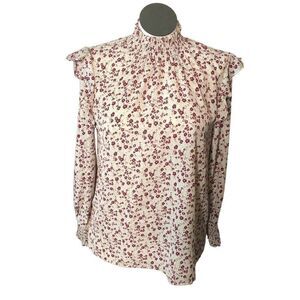 Hayden Los Angeles Womens Floral Print Blouse L Long Sleeve Cottagecore Mockneck